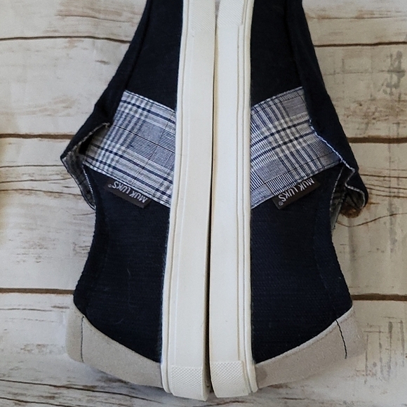 Muk Luks Kyle navy blue slip on sneakers with plaid accents NWOT main image 10